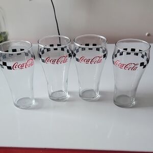 Coca-Cola Glass Set with Black Checkered Design